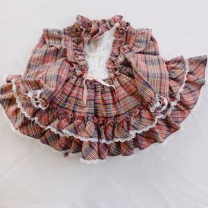 Vintage MISS QUALITY Full Circle Plaid Ruffle Dress - Pink and Blue Size 2T